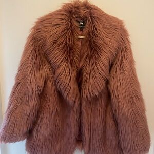 UNREAL FUR Luxe Faux Fur Jacket Dusty Rose Mauve – Size M